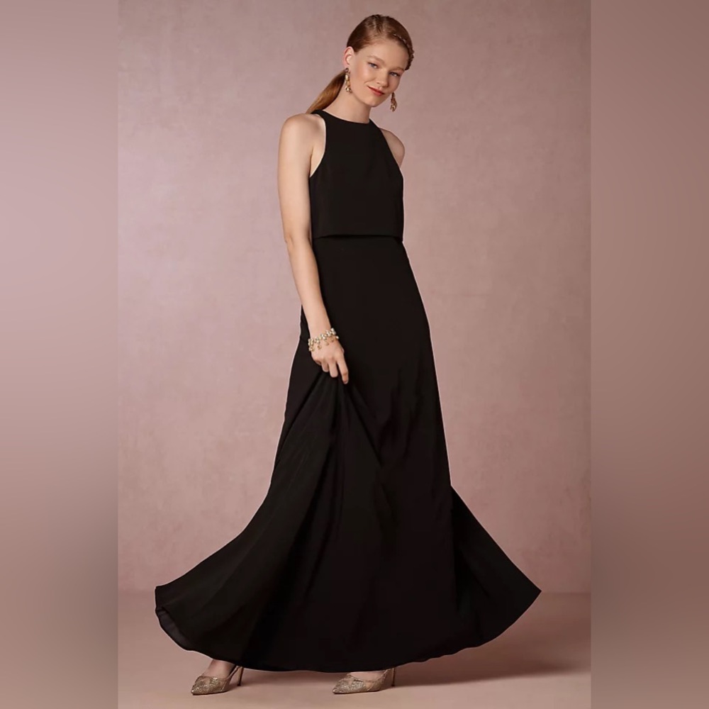 BHLDN Jill Stuart Iva Crepe Maxi, Black- 10
